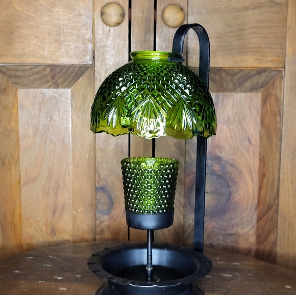 Vintage Green Glass Candle Lamp - Picture 10 of 16